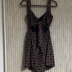 Navy and Burnt orange Floral Mini Dress